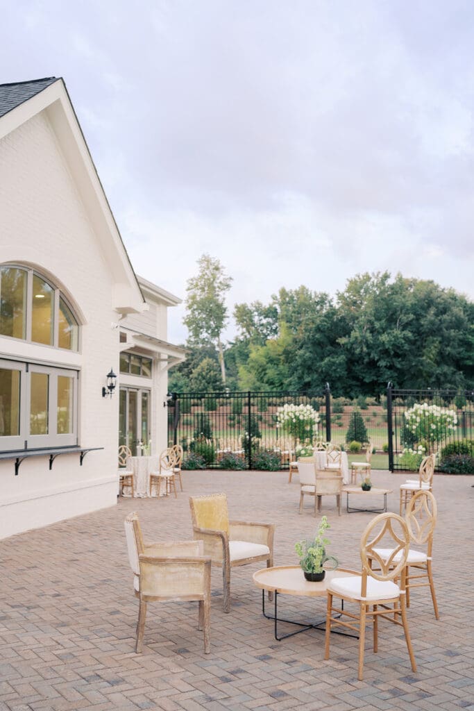 Garden wedding venue terrace in Raleigh, North Carolina