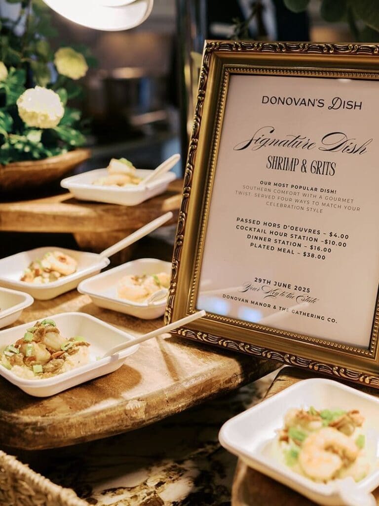 Shrimp and grits cocktail hour hors d'oeuvres