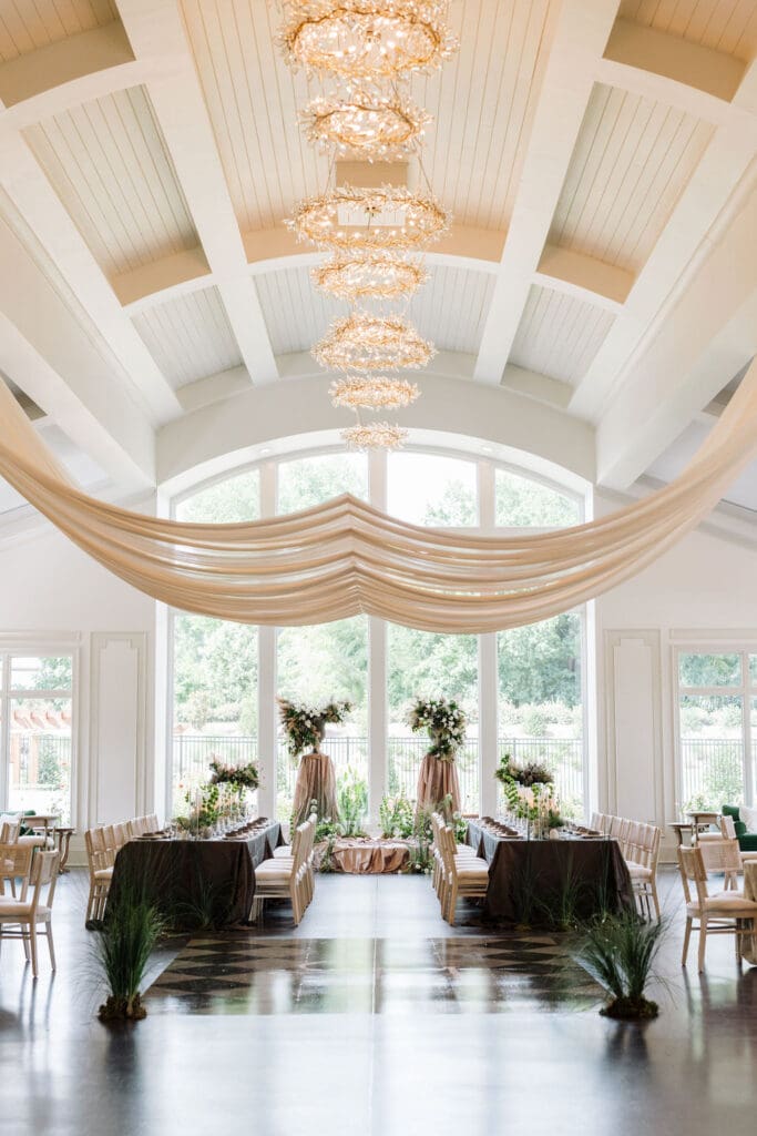 Light and airy ballroom wedding venue in North Carolina