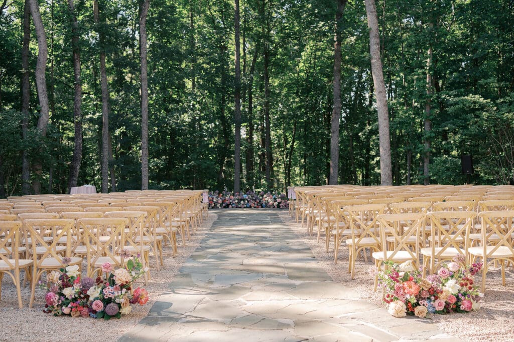 Outdoor wedding ceremony space at Carolina Grove