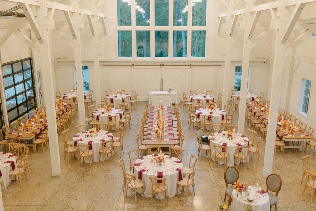 Indoor wedding reception space at Carolina Grove
